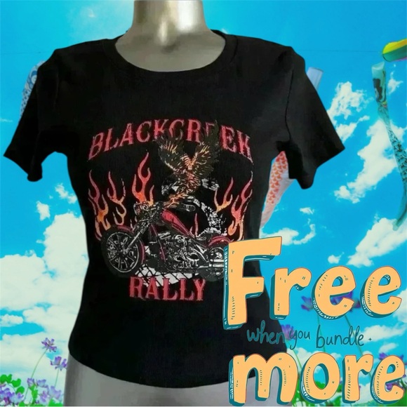 Buzz USA Tops - Free 🆕Graphic  Biker Crop T-Shirt